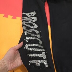 PROSECUTE Rhinestone Logo Sweatpants‎ - Black - Size XS - Organic Cotton Blend